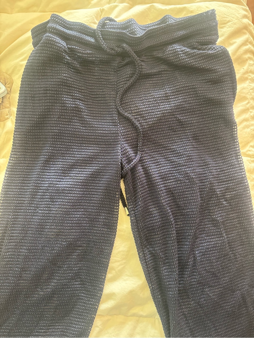 Textured sheer Drawstring Lounge Pants - navy